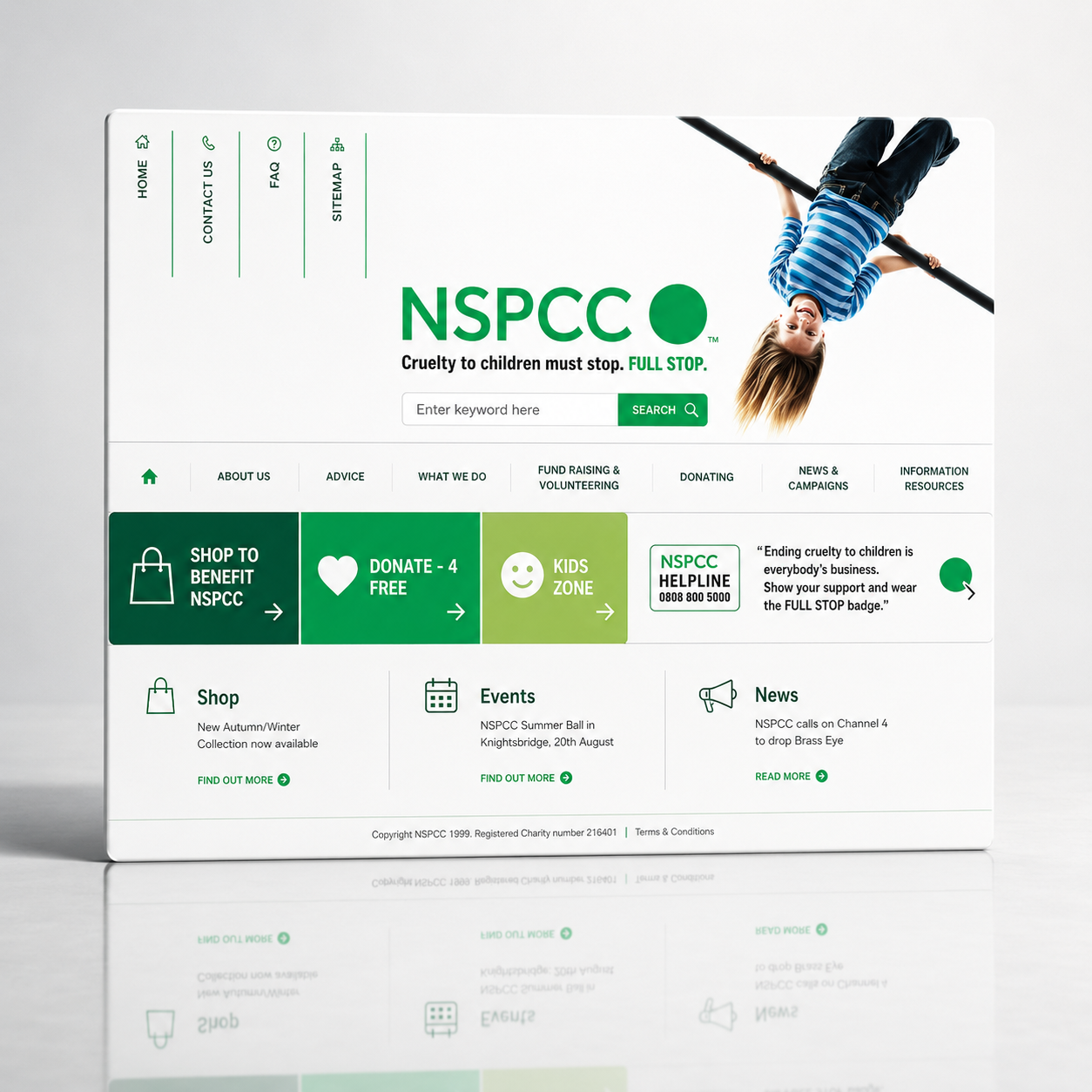 NSPCC: corporate website design for a national children's charity