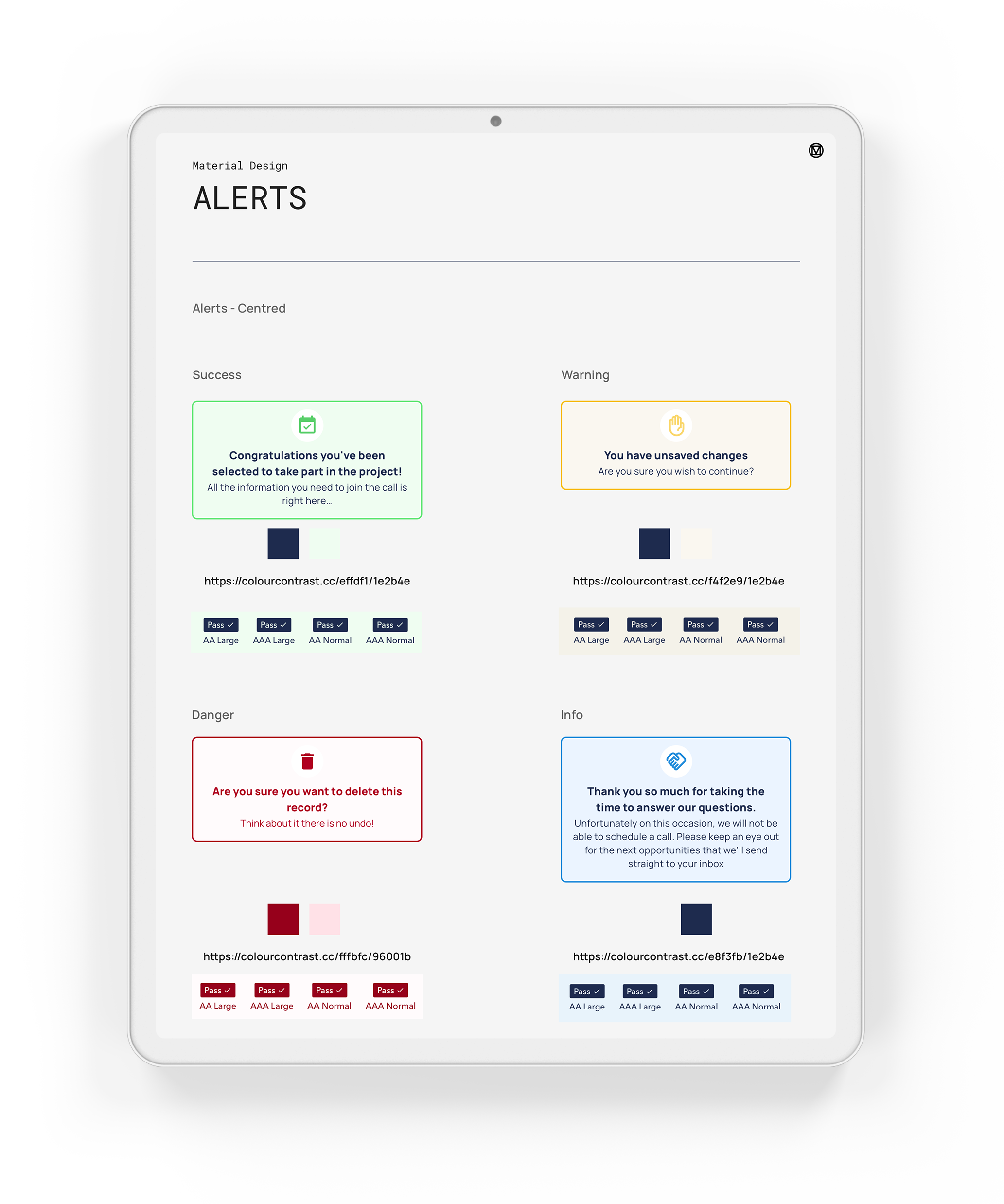 Accessibility testing results for the Expert Portal's design system